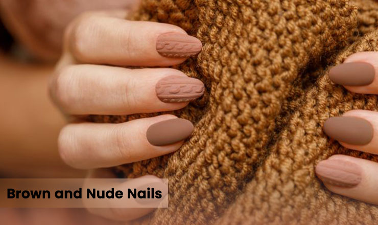 Brown and Nude Nails