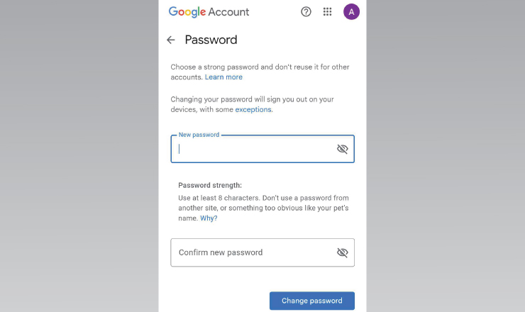 newly requested gmail password